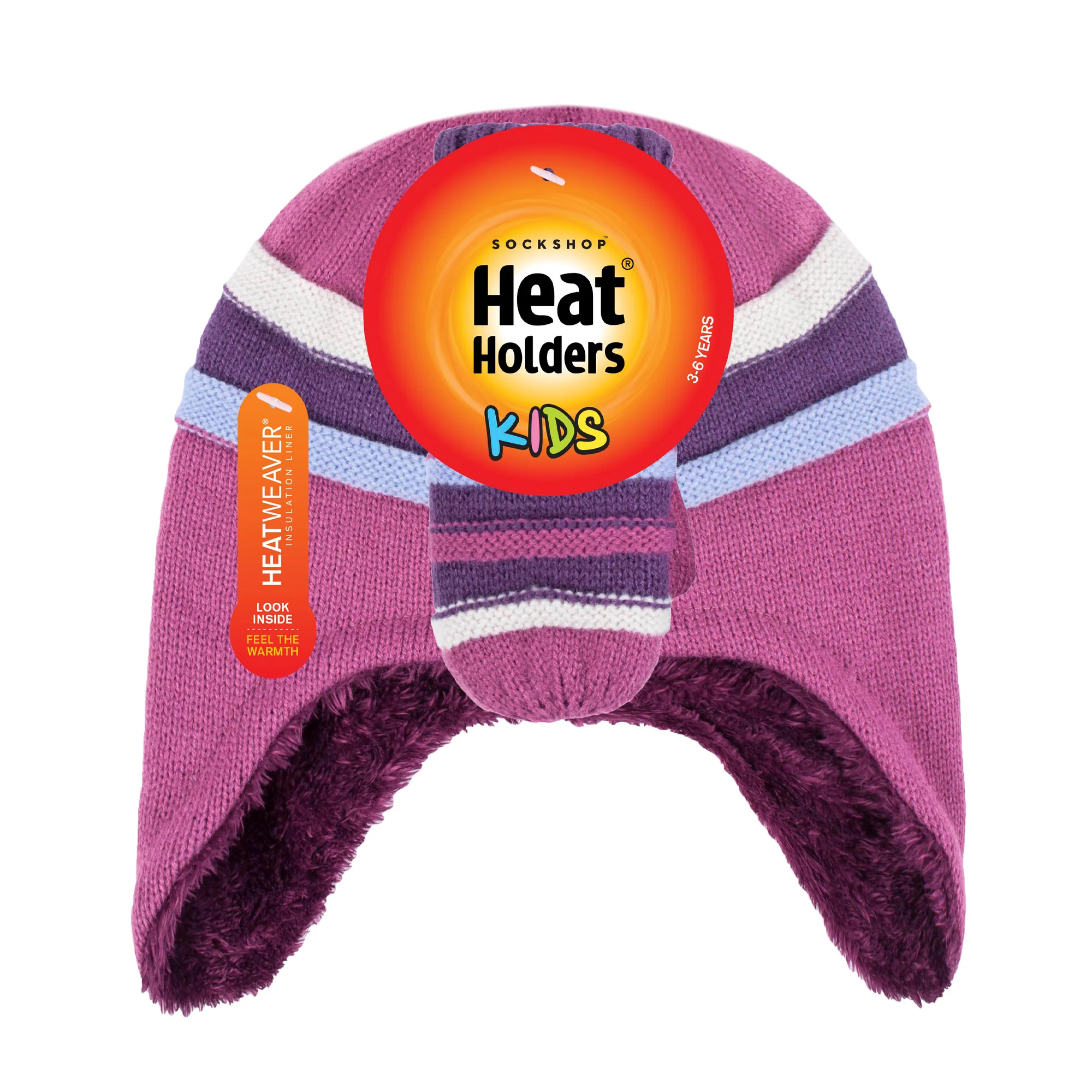 Kids Snowy Retreat Cosy Ears Hat & Mittens - Violet - Image 2