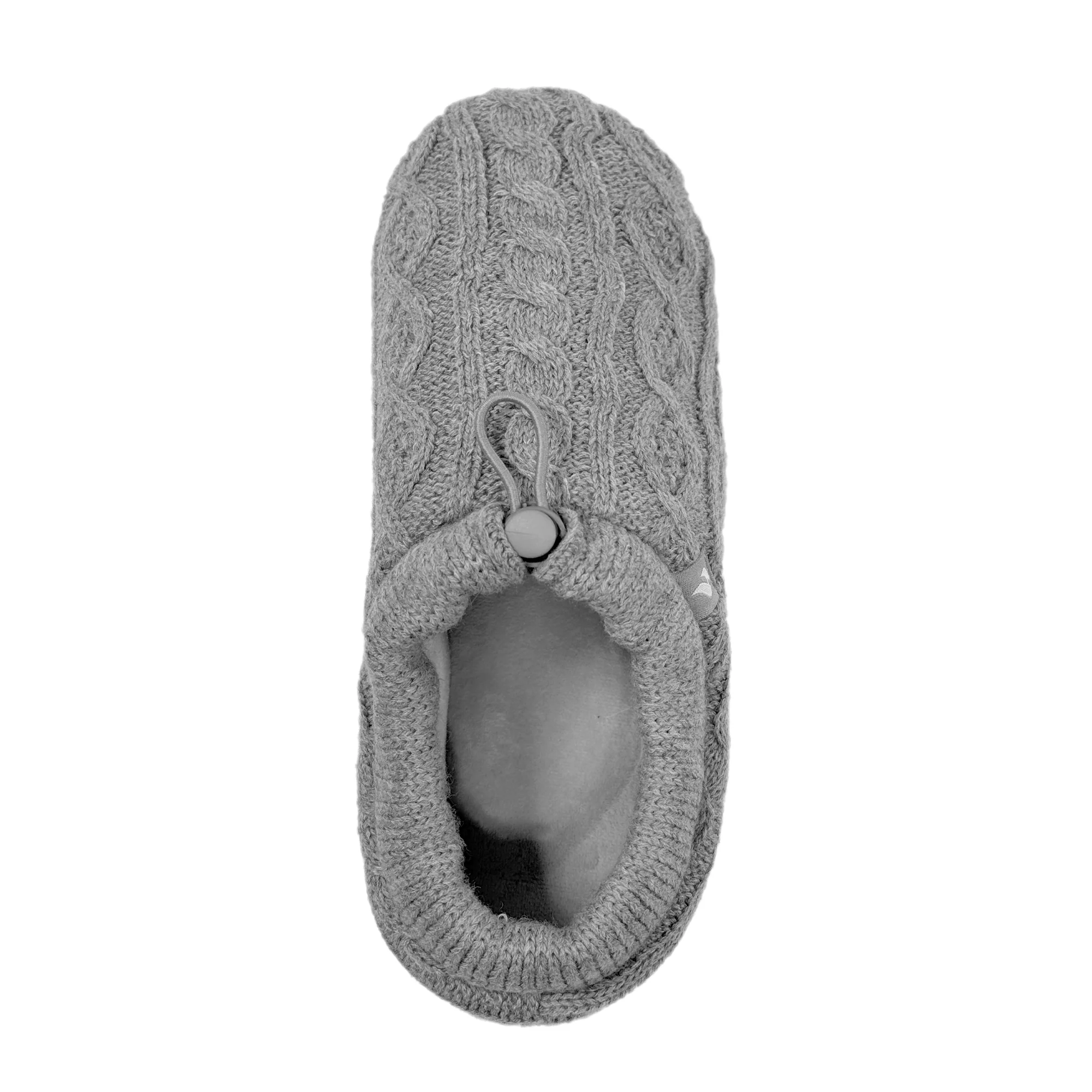 Ladies Ava Cable Drawstring Thermal Slippers - Grey - Image 3