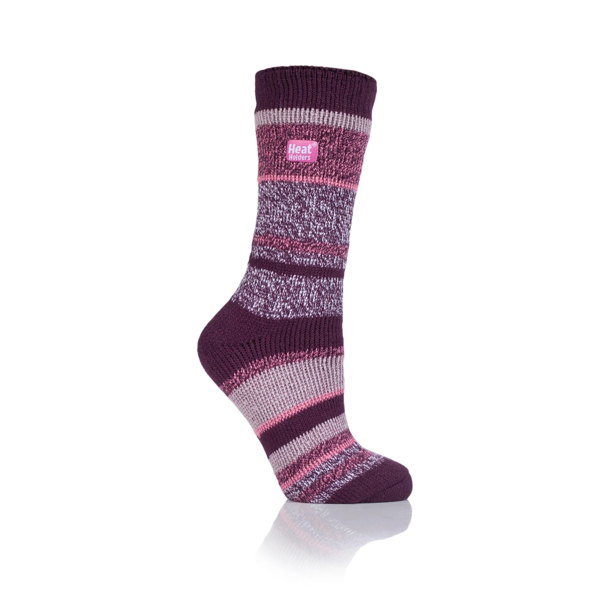 Ladies Original Cosby Twist Stripe Socks - Wine & Pink - Image 2
