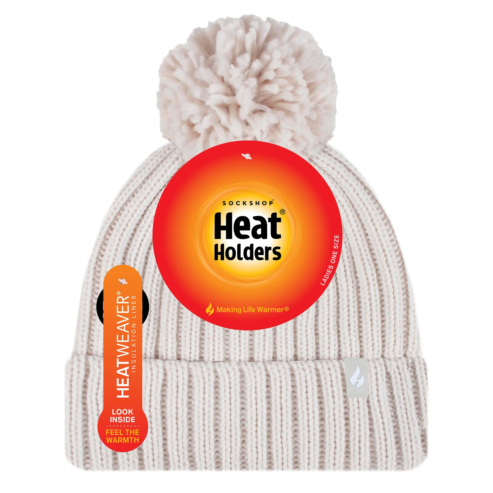 Ladies Arden Pom Pom Hat - Cream - Image 3