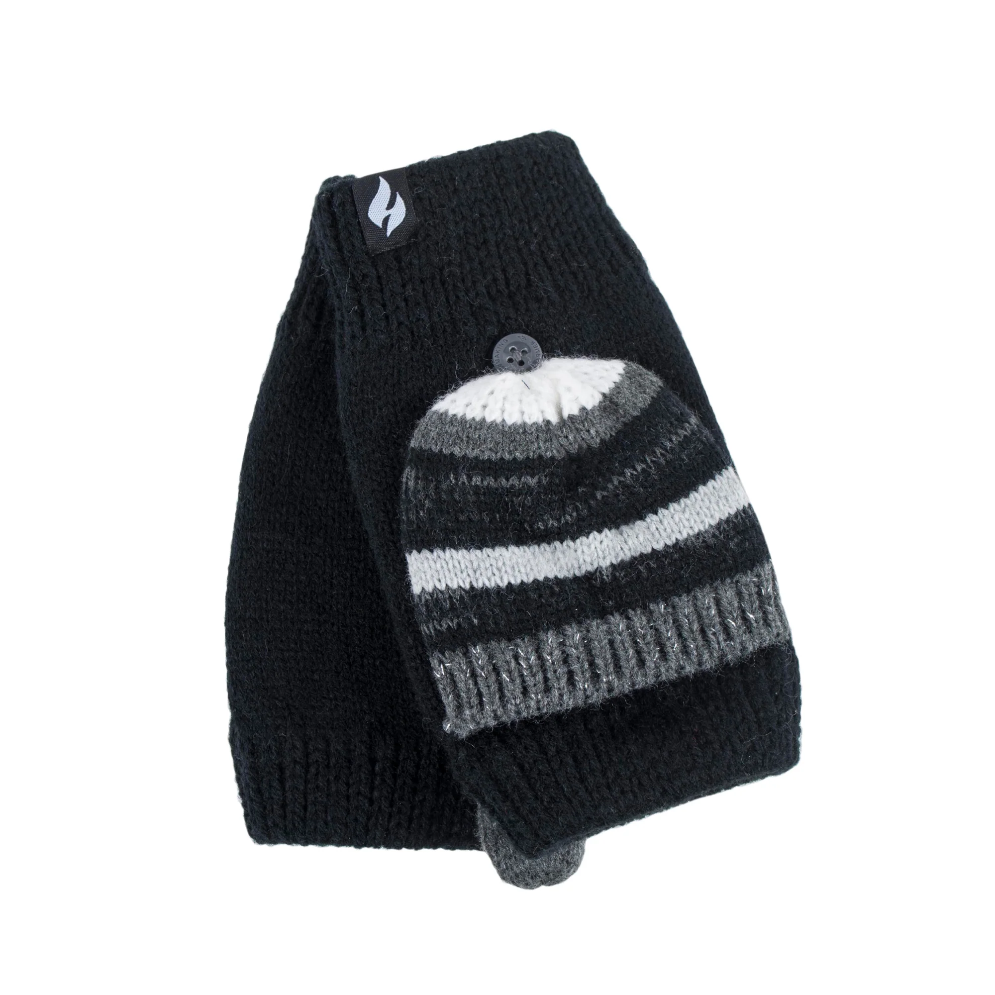 Ladies Bronte Converter Mittens - Black & Grey - Image 3