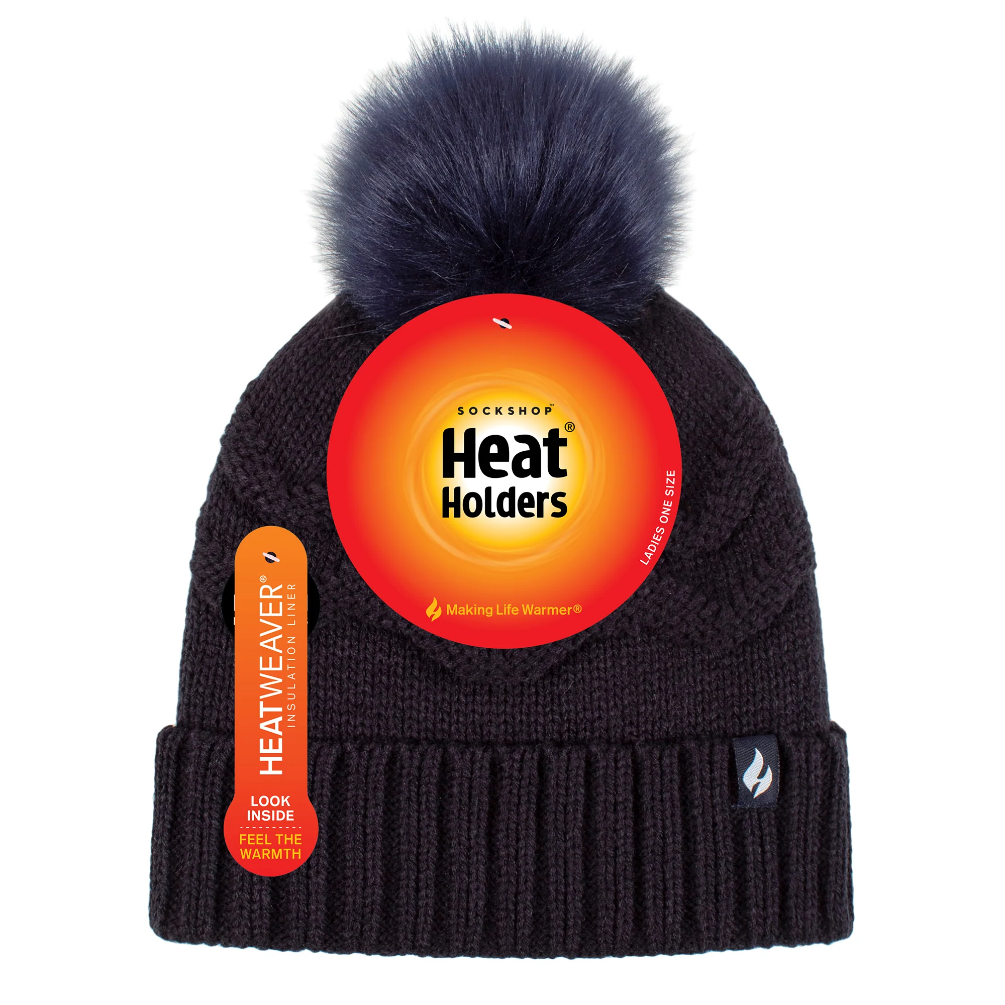 Ladies Cotswold Pom Pom Hat - Navy - Image 3