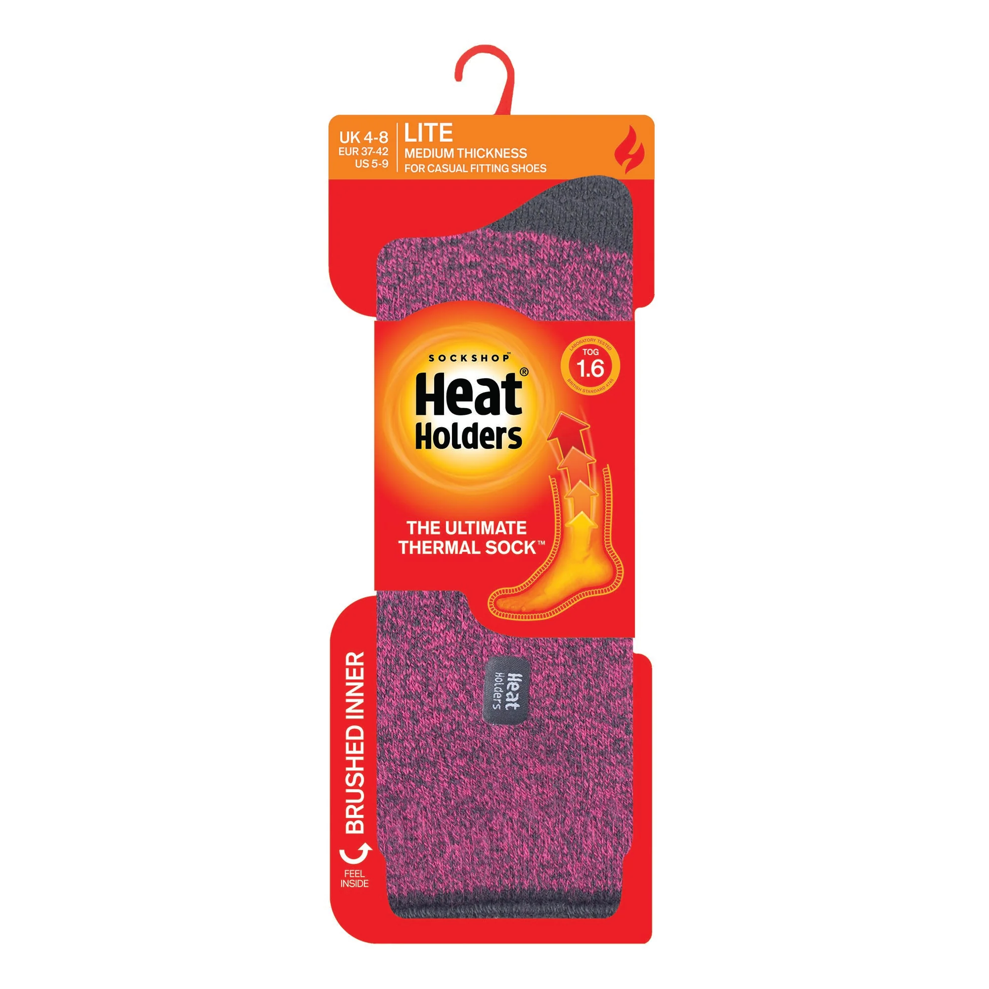 Ladies Lite Viola Socks - Raspberry & Charcoal - Image 3