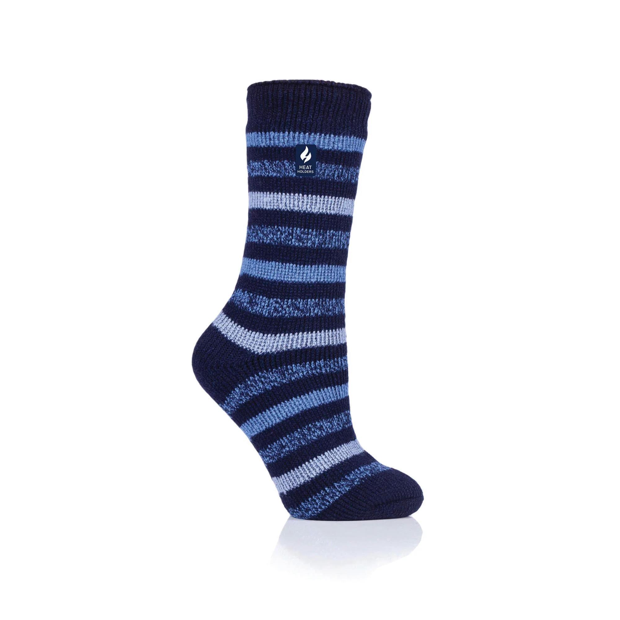Ladies Original Rosebud Stripe Socks - Navy - Image 2