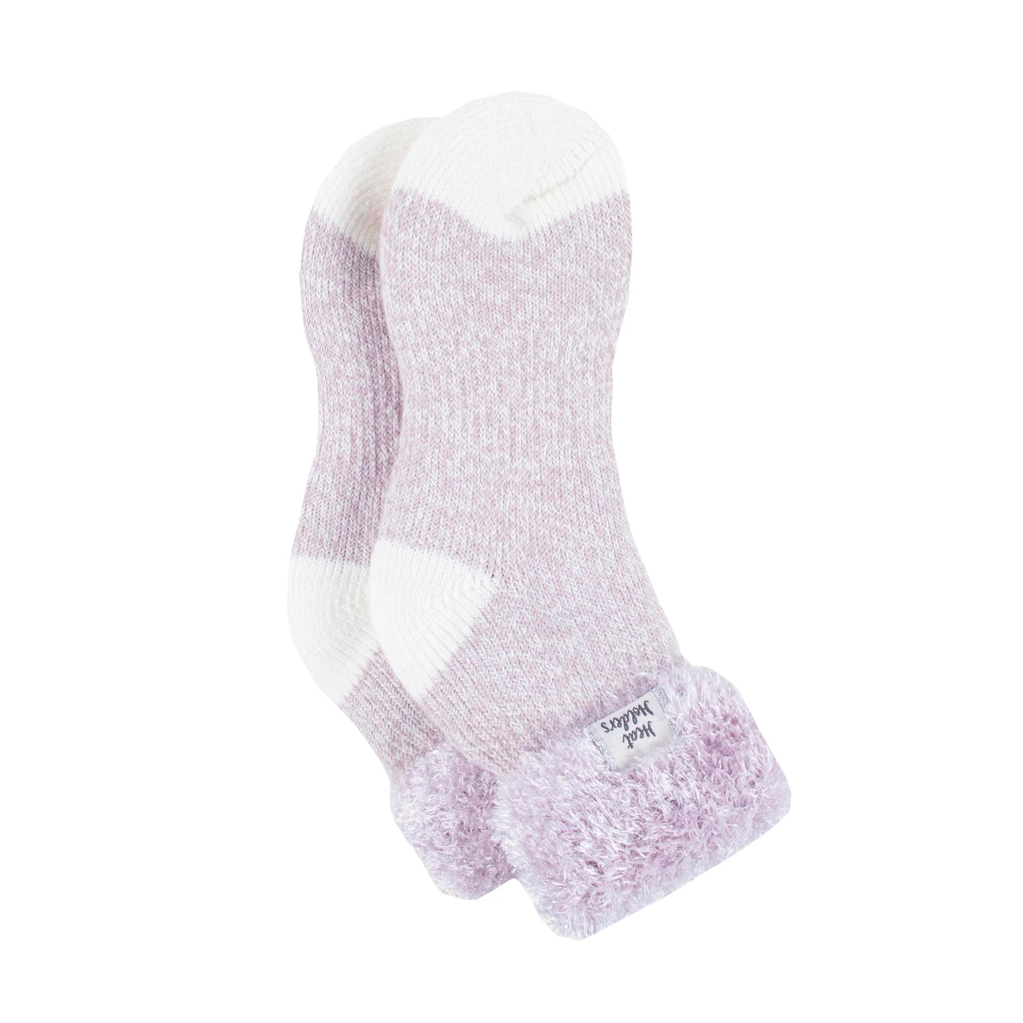 Ladies Original Sleep Socks with Turnover Feather Top - Mauve & Cream - Image 3