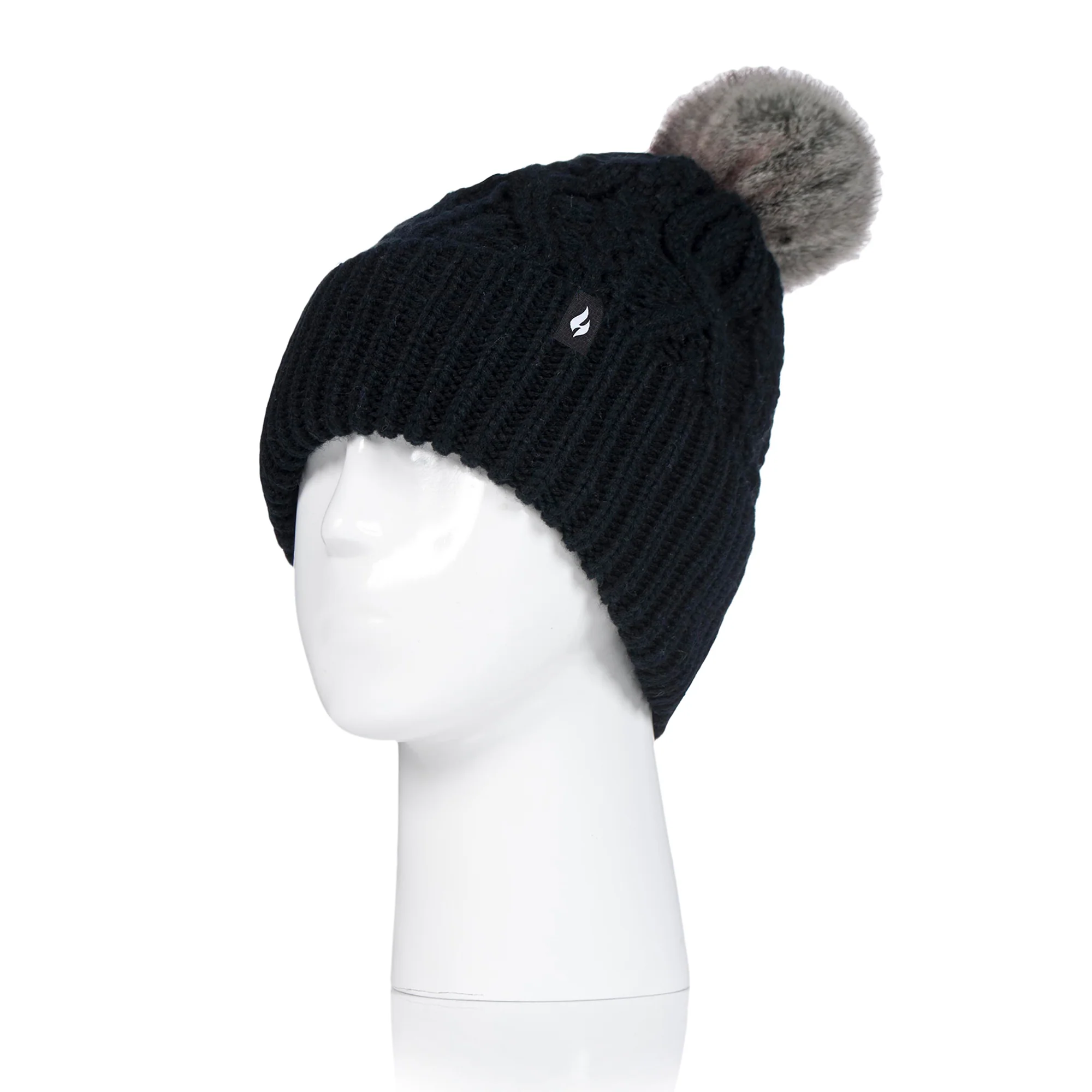 Ladies Solna Pom Pom Hat - Black - Image 2