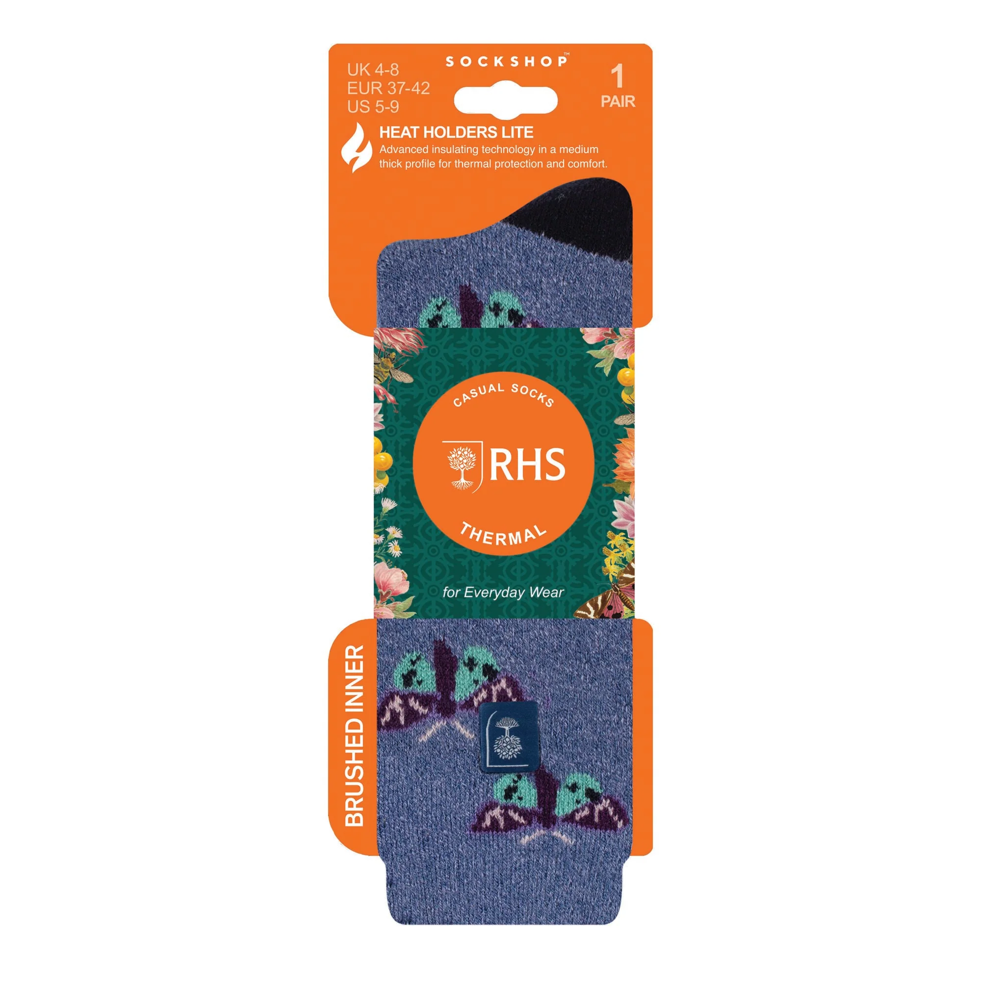 Ladies RHS Lite Socks - Butterflies Denim - Image 3