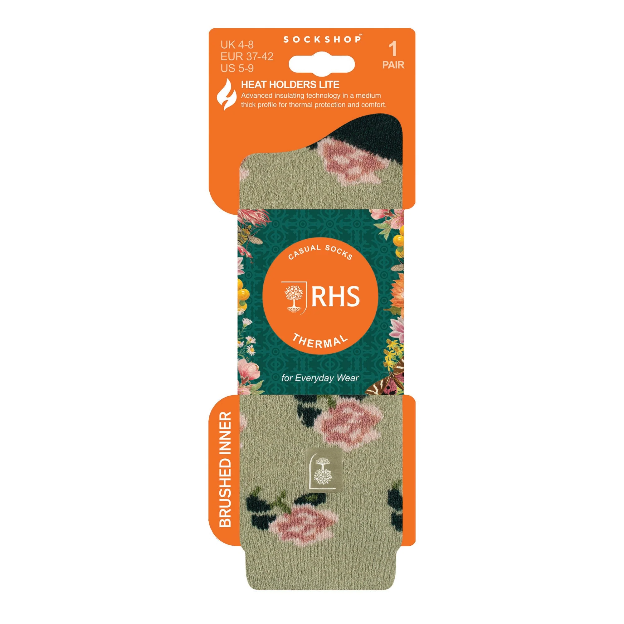 Ladies RHS Lite Socks - Roses Sage - Image 4