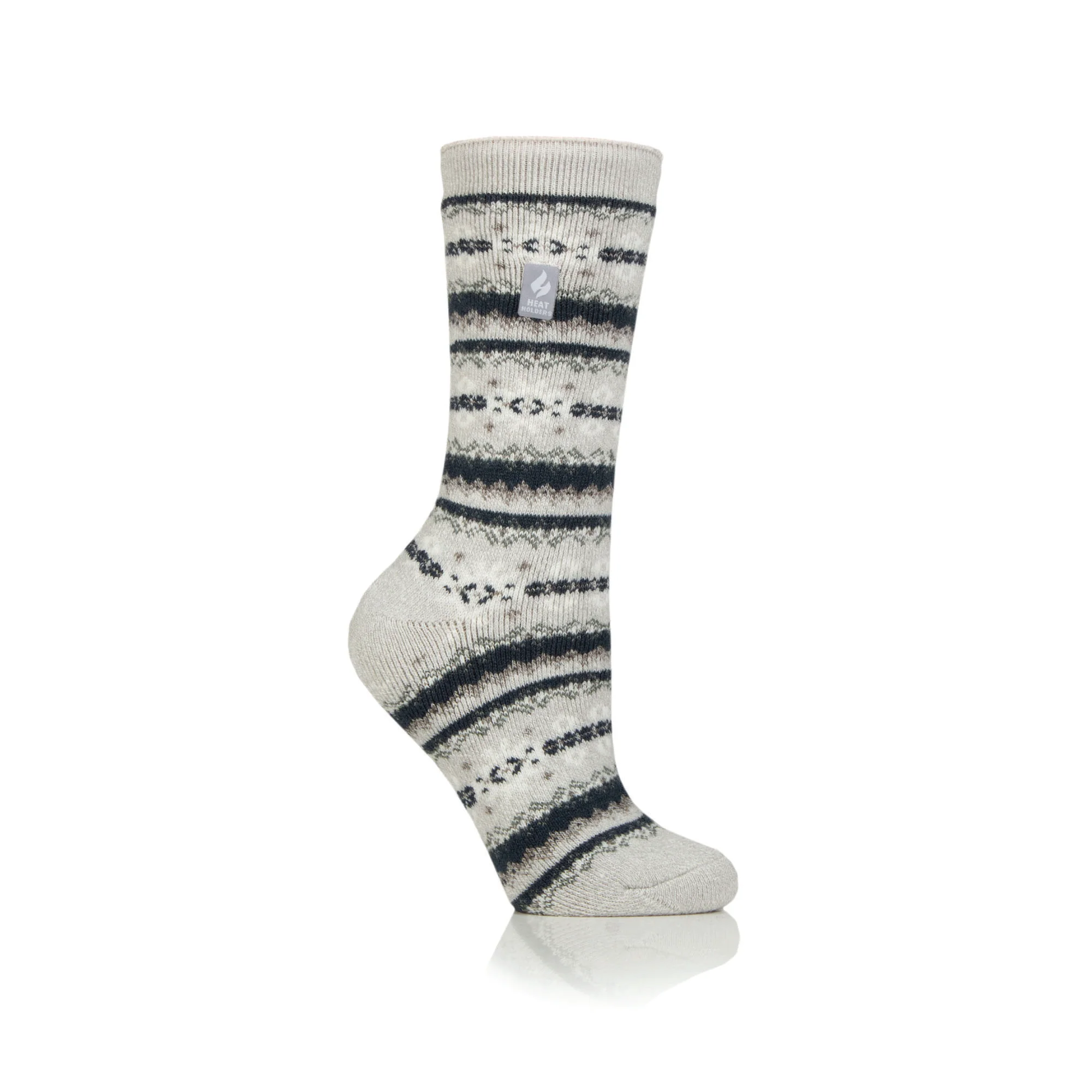 Ladies Lite Fairisle Nordic Socks - Grey & Blue - Image 2