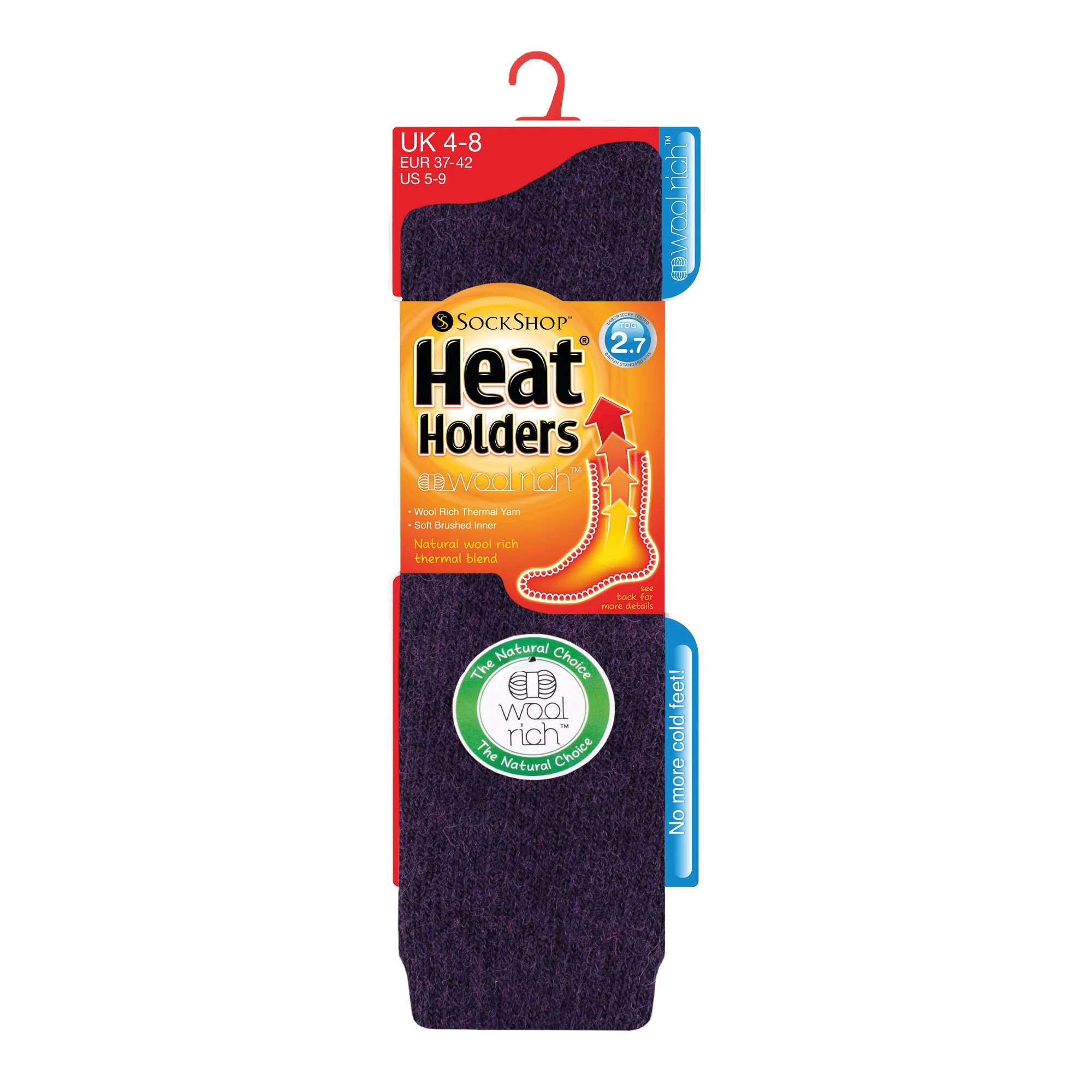 Ladies Original Long Wool Socks - Purple - Image 3