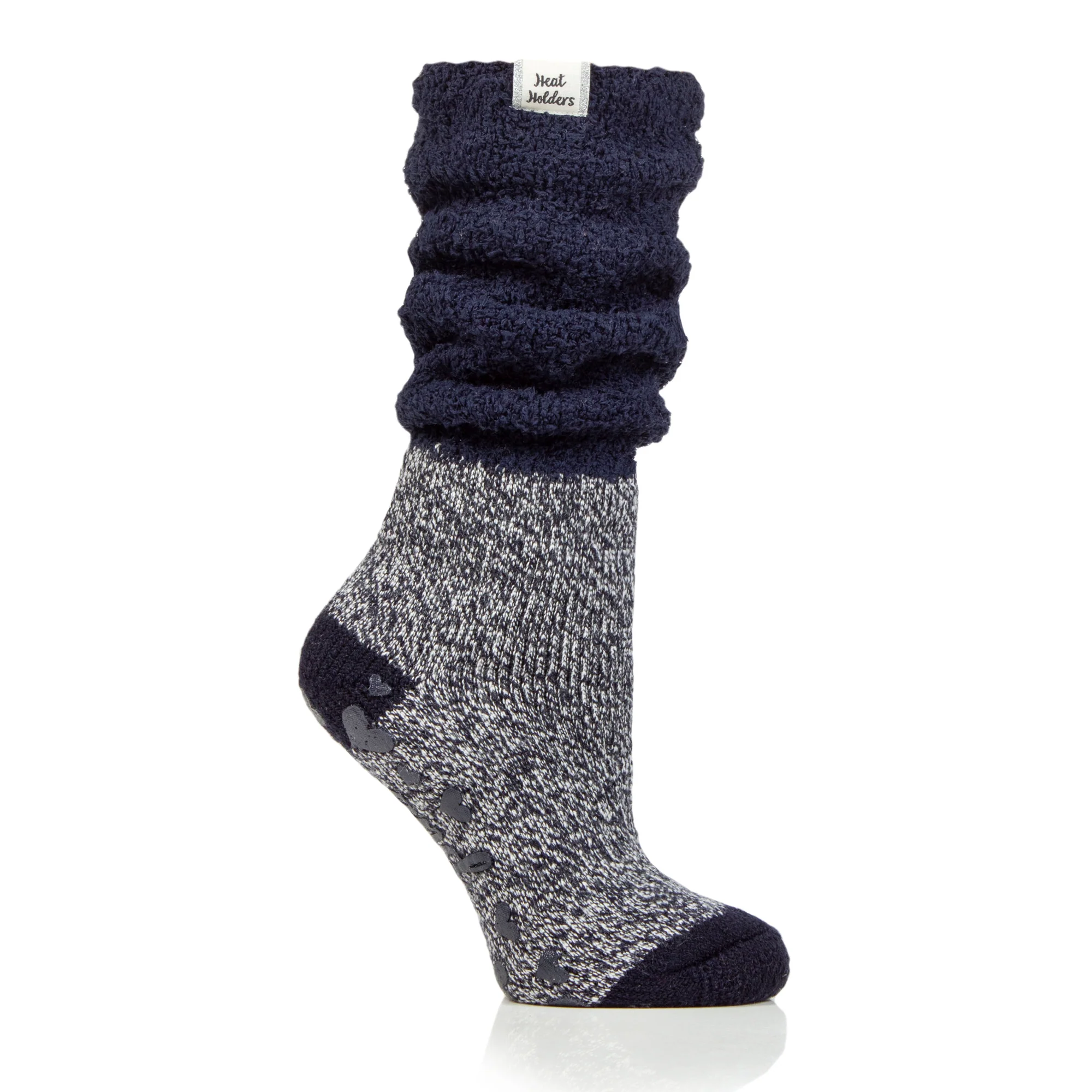 Ladies Original Lounge Socks with Comfy Slouch Top - Hydra Navy & Ivory - Image 2