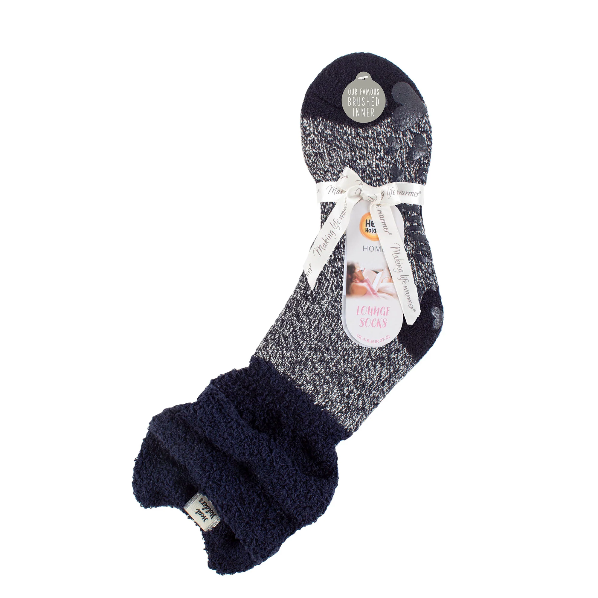 Ladies Original Lounge Socks with Comfy Slouch Top - Hydra Navy & Ivory - Image 3