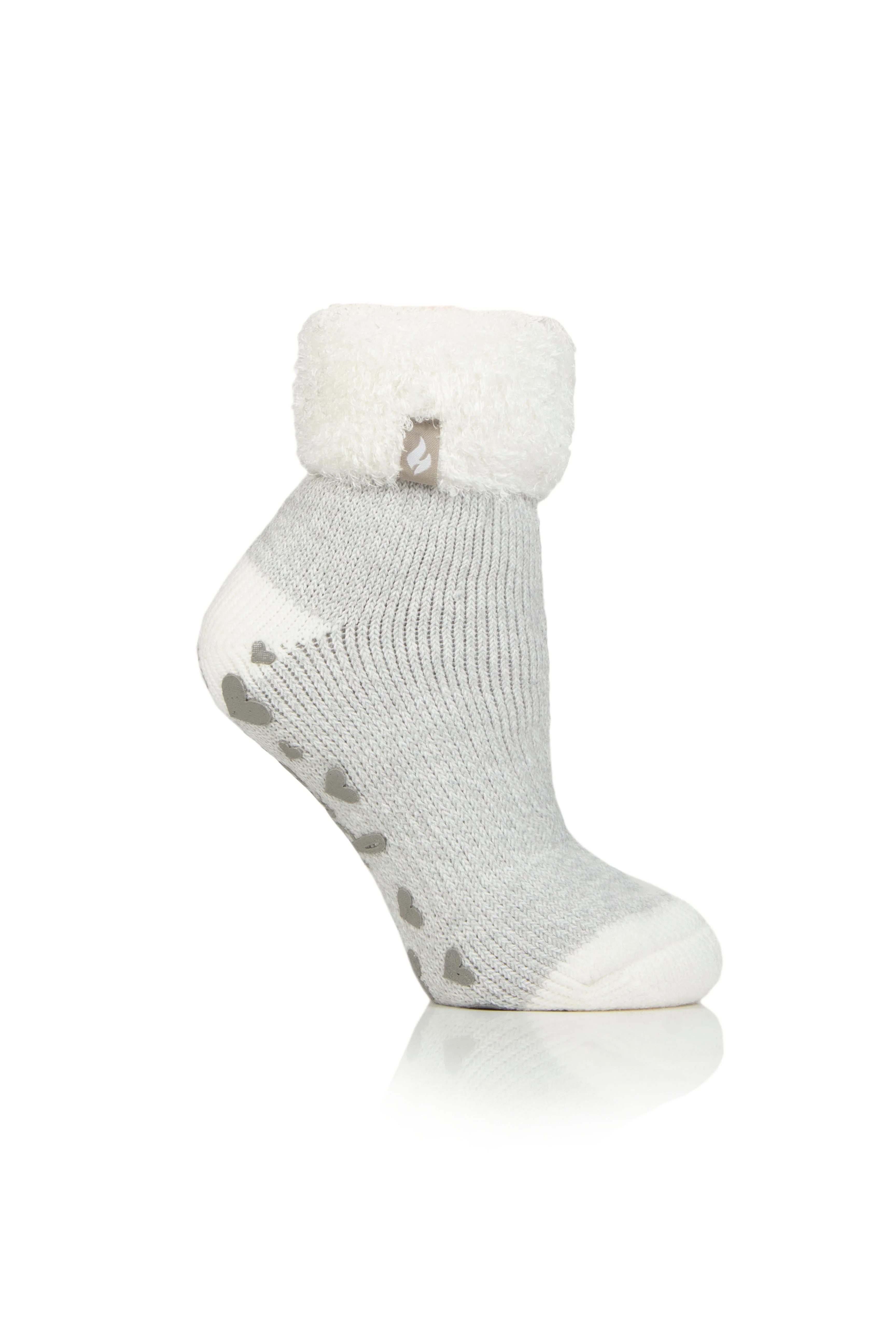 Ladies Original Ara Lounge Socks with Comfy Turnover Feather Top - Silver - Image 2
