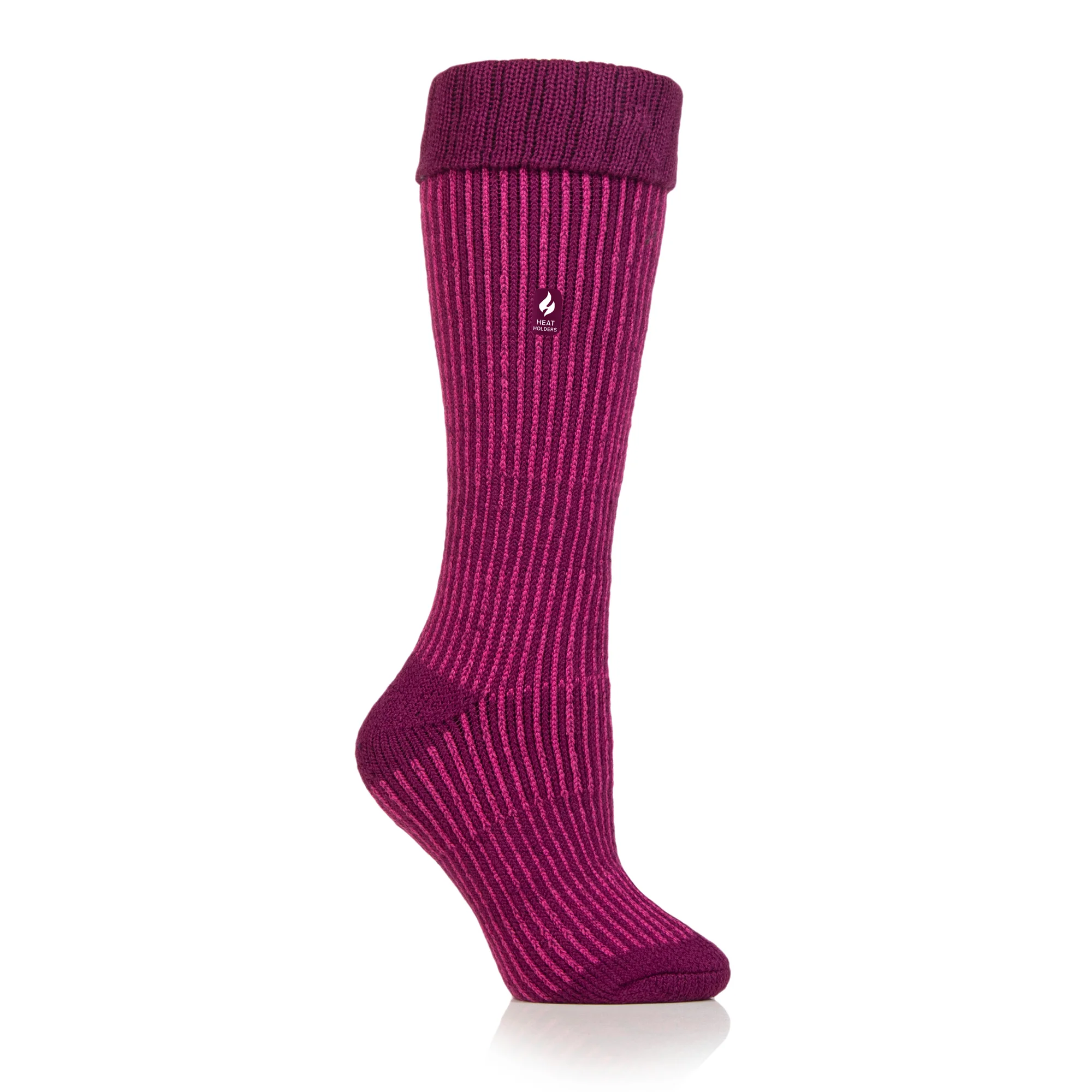 Ladies Original Begonia Long Boot Socks With Turnover Top - Fuchsia - Image 2