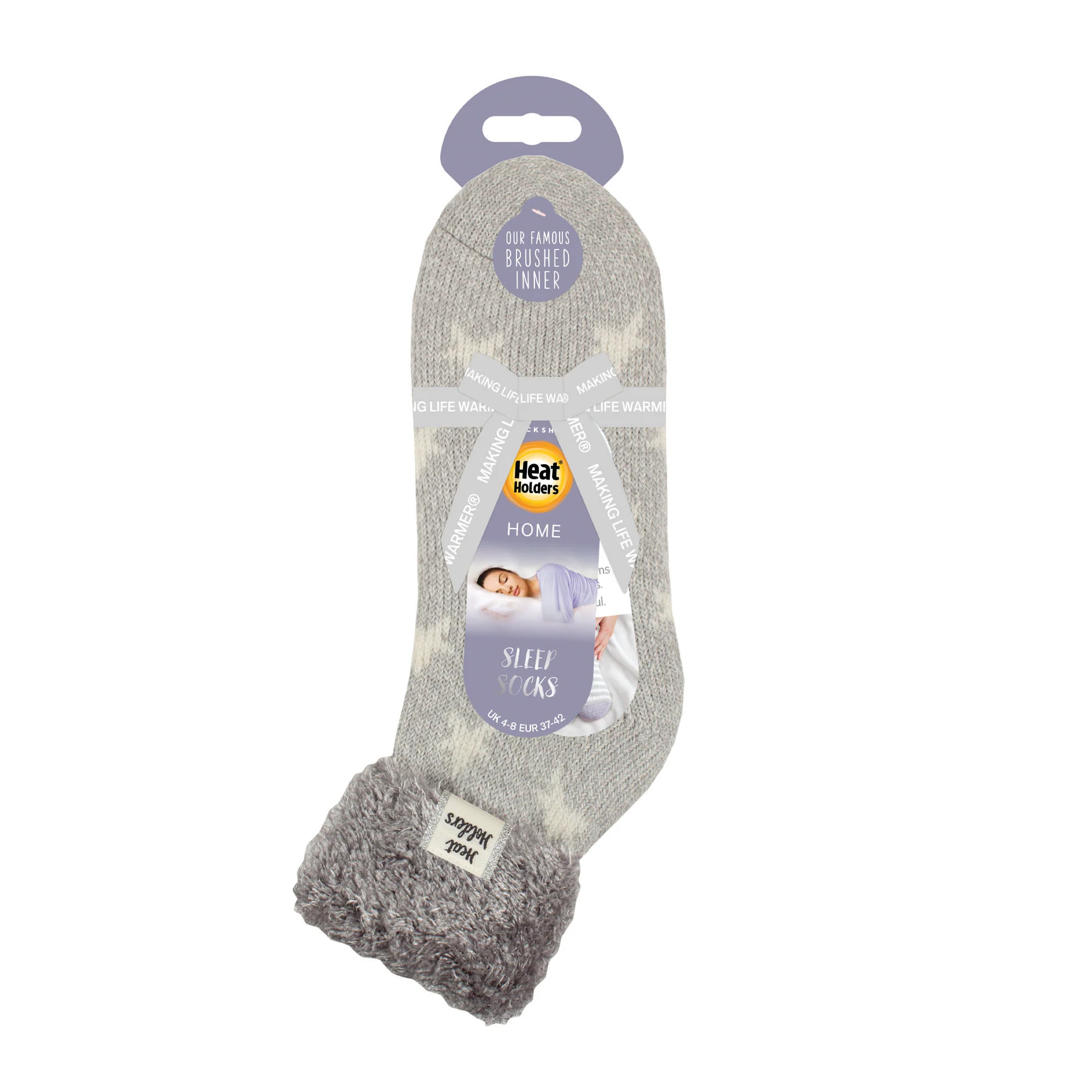 Ladies Original Sleep Socks with Turnover Feather Top - Stars - Silver Twist - Image 2