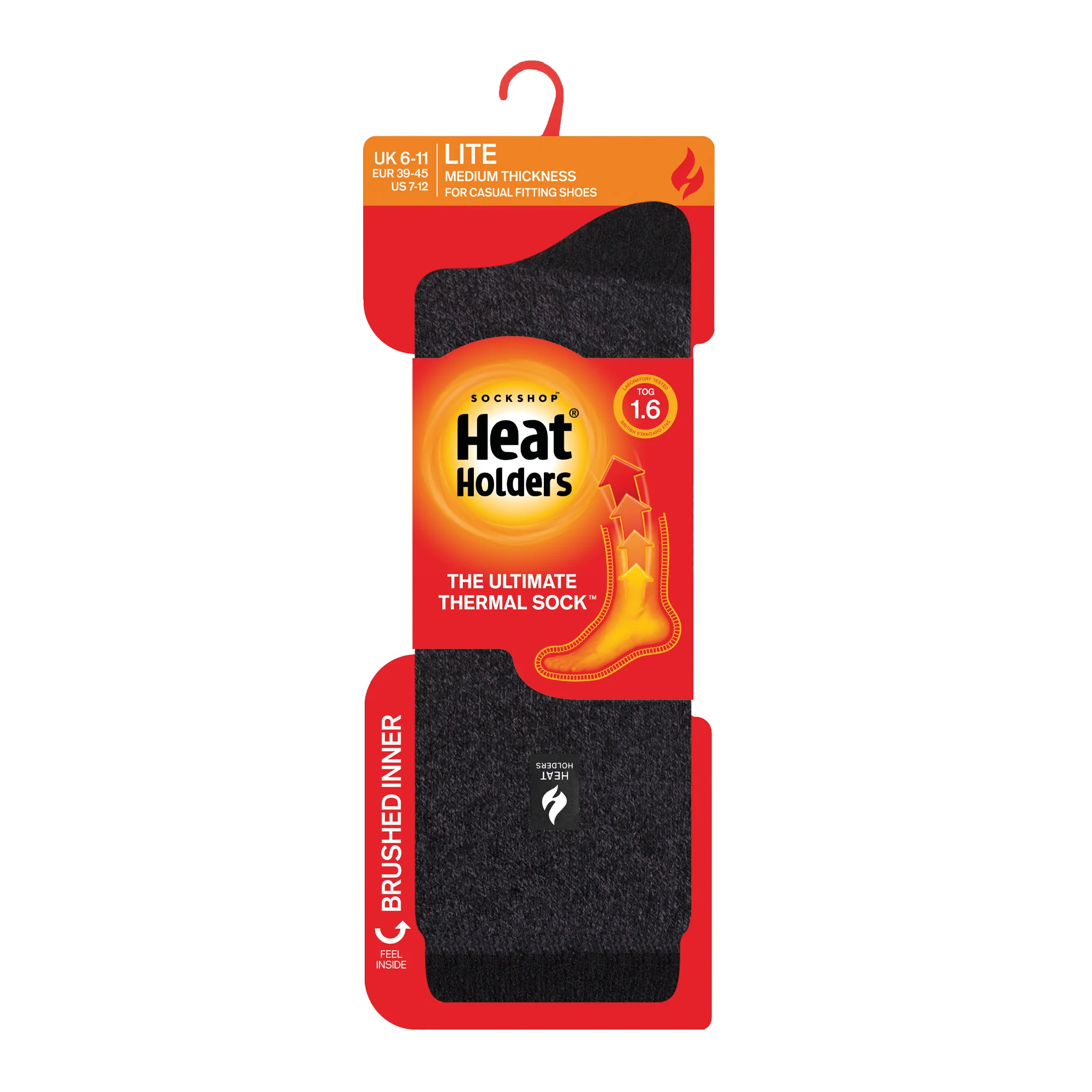Mens Lite Amsterdam Heel & Toe Socks - Charcoal & Black - Image 3