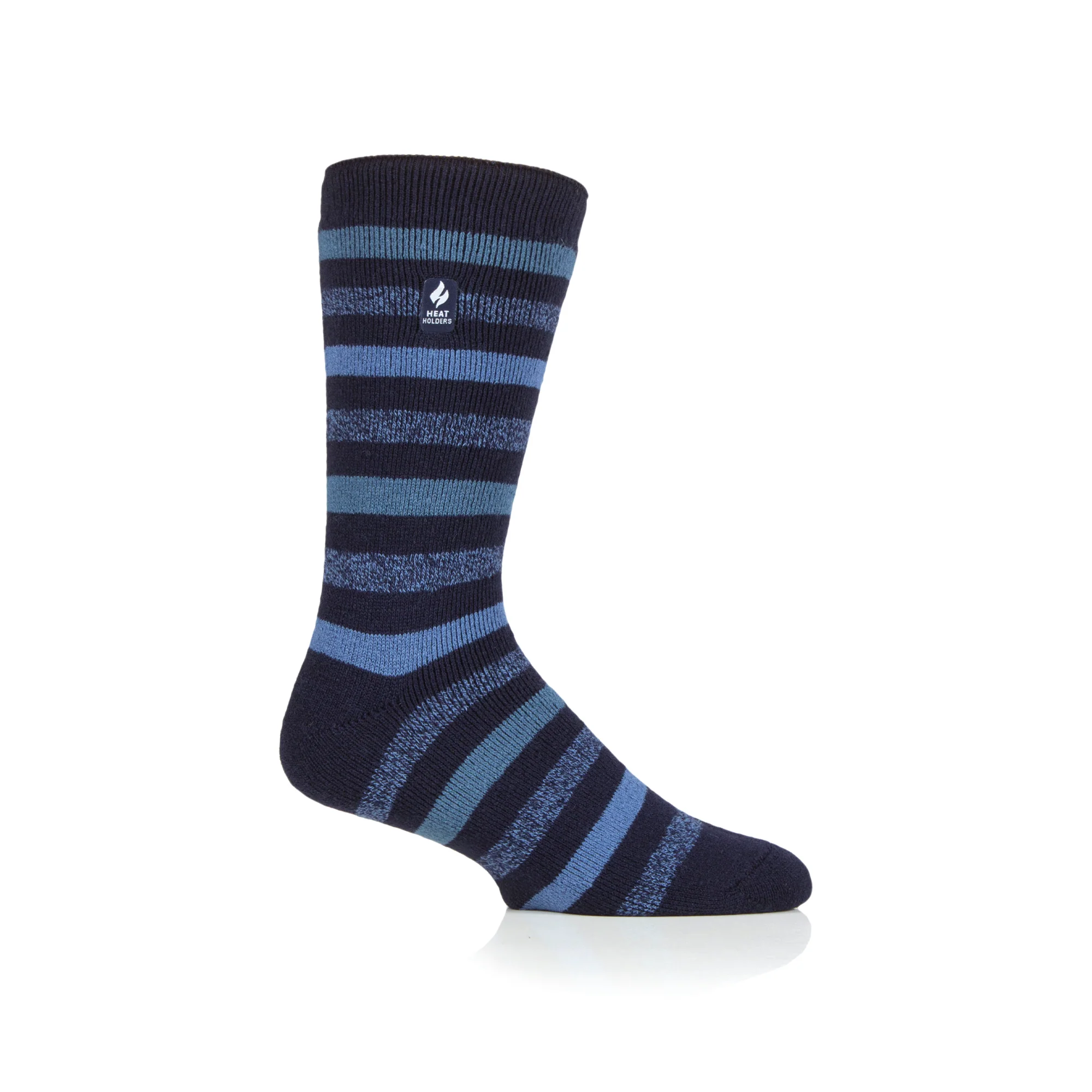 Mens Lite Split Medium Stripe Socks - Navy - Image 2