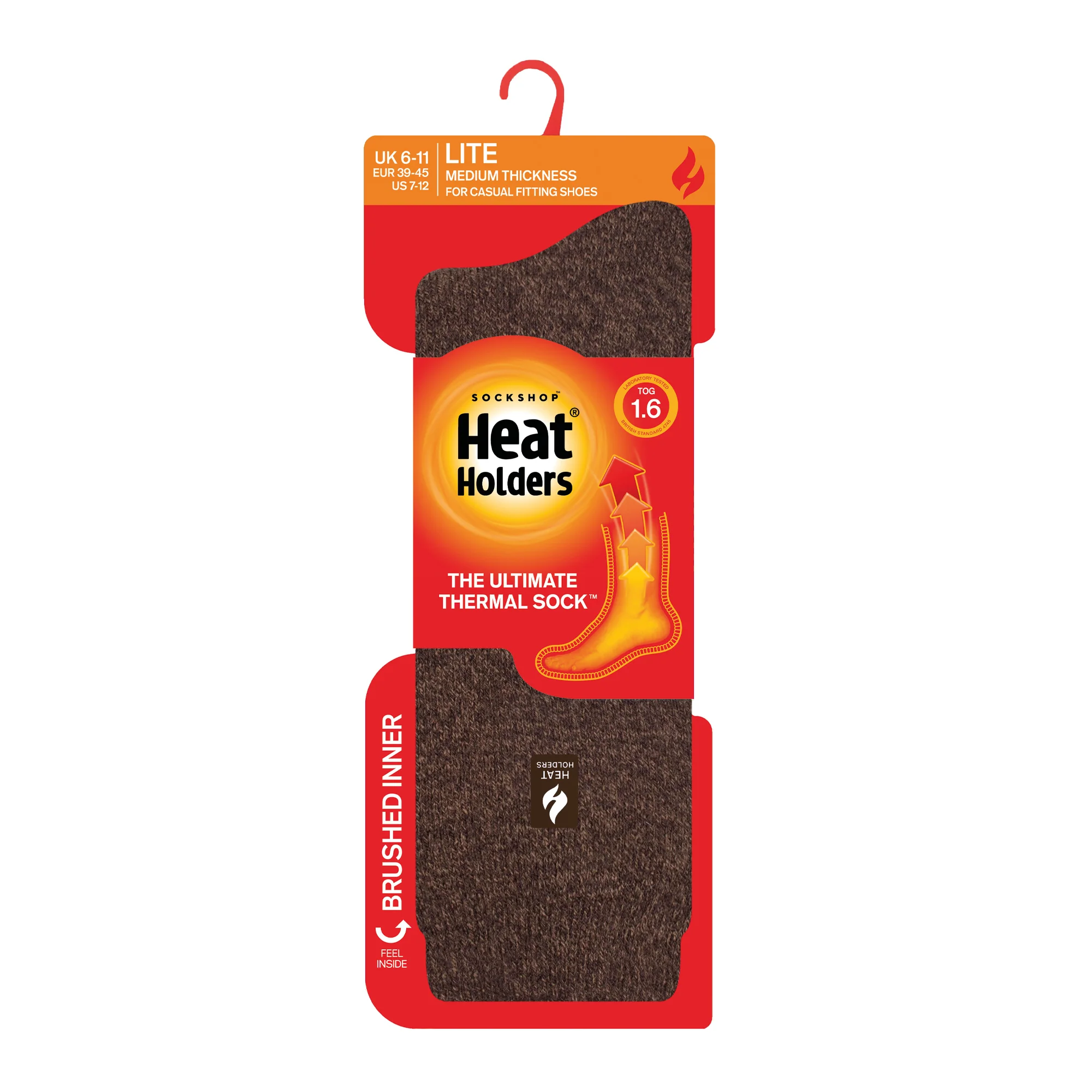 Mens Lite Dunlin Plain Socks - Earth Brown - Image 3