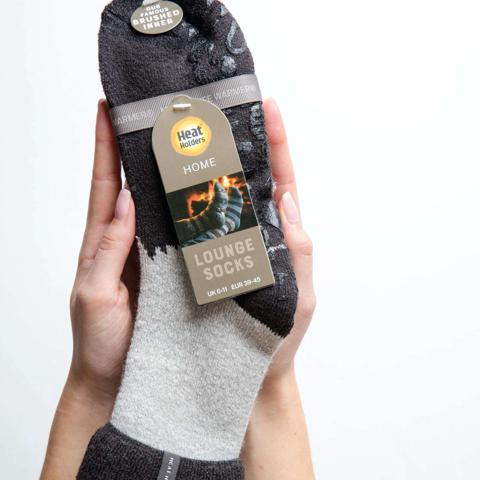 Mens Lite Robin Lounge Socks with Turnover Top - Charcoal - Image 10