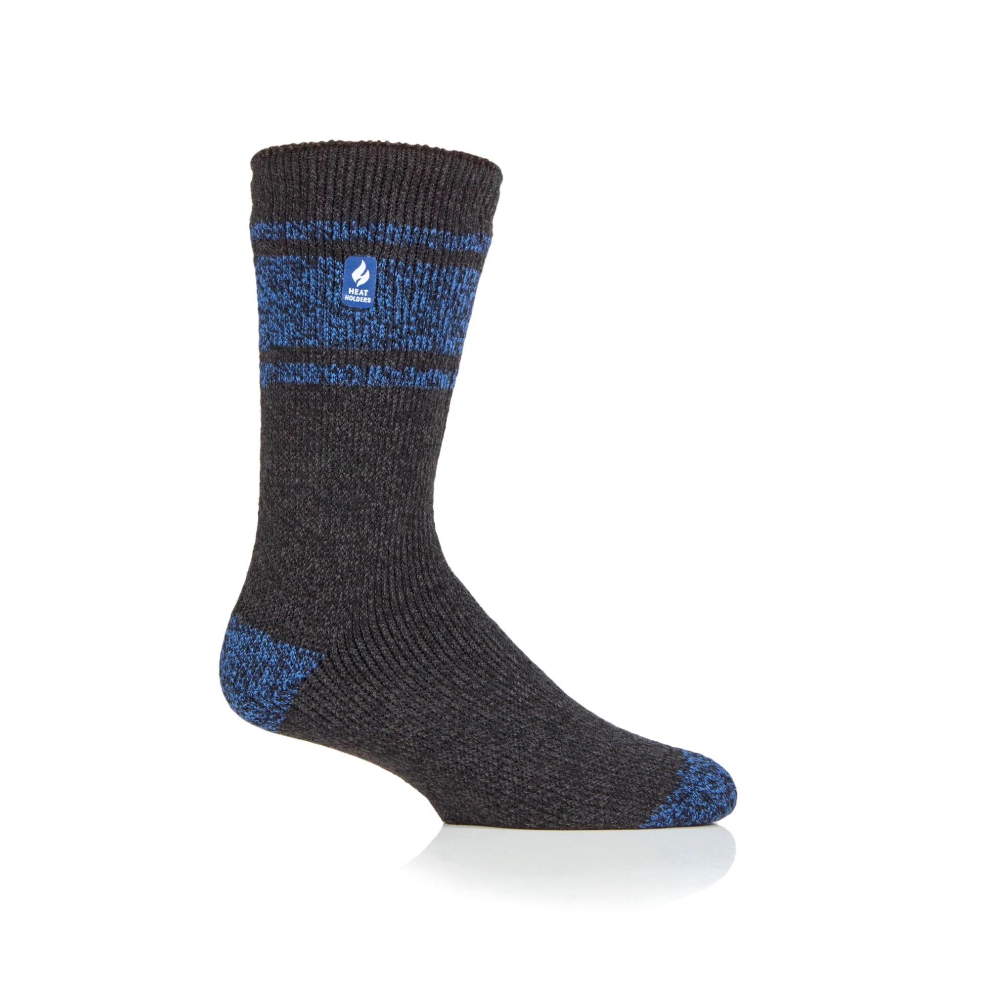 Mens Original Athens Stripe Socks - Charcoal & Blue - Image 2