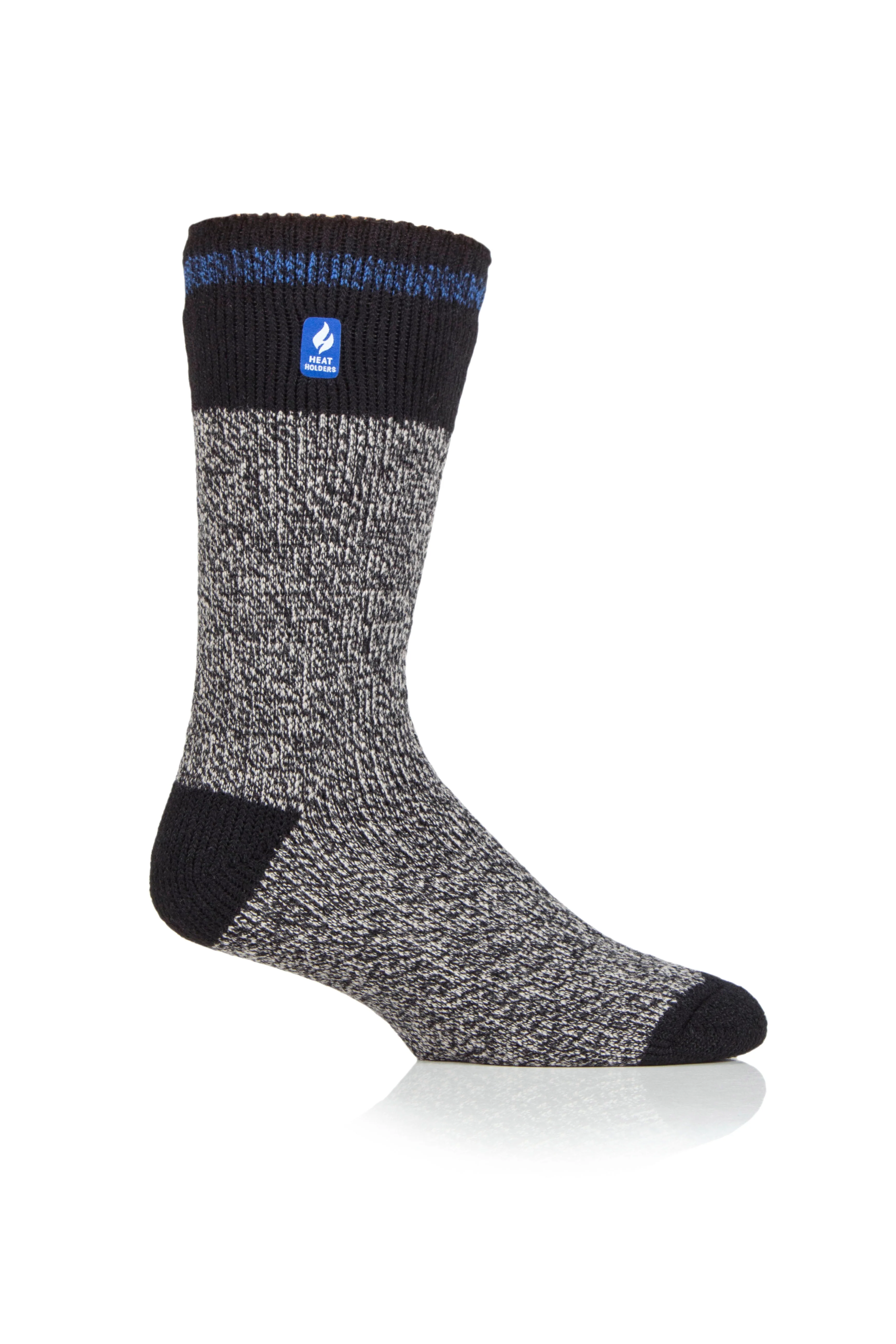 Mens Original Porto Rugged Block Stripe Socks - Black & Blue - Image 2