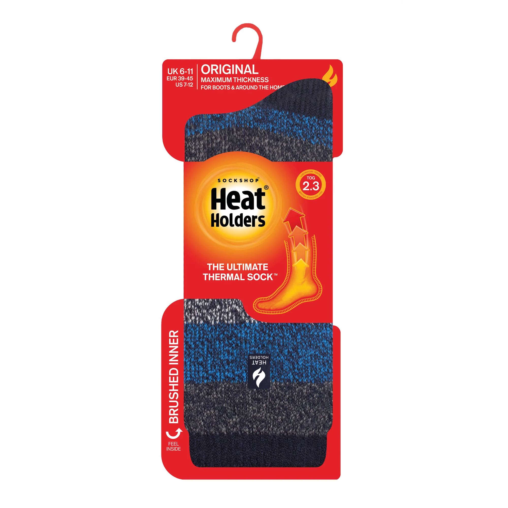 Mens Original Milan Thick Twist Stripe Socks - Navy & Blue - Image 3