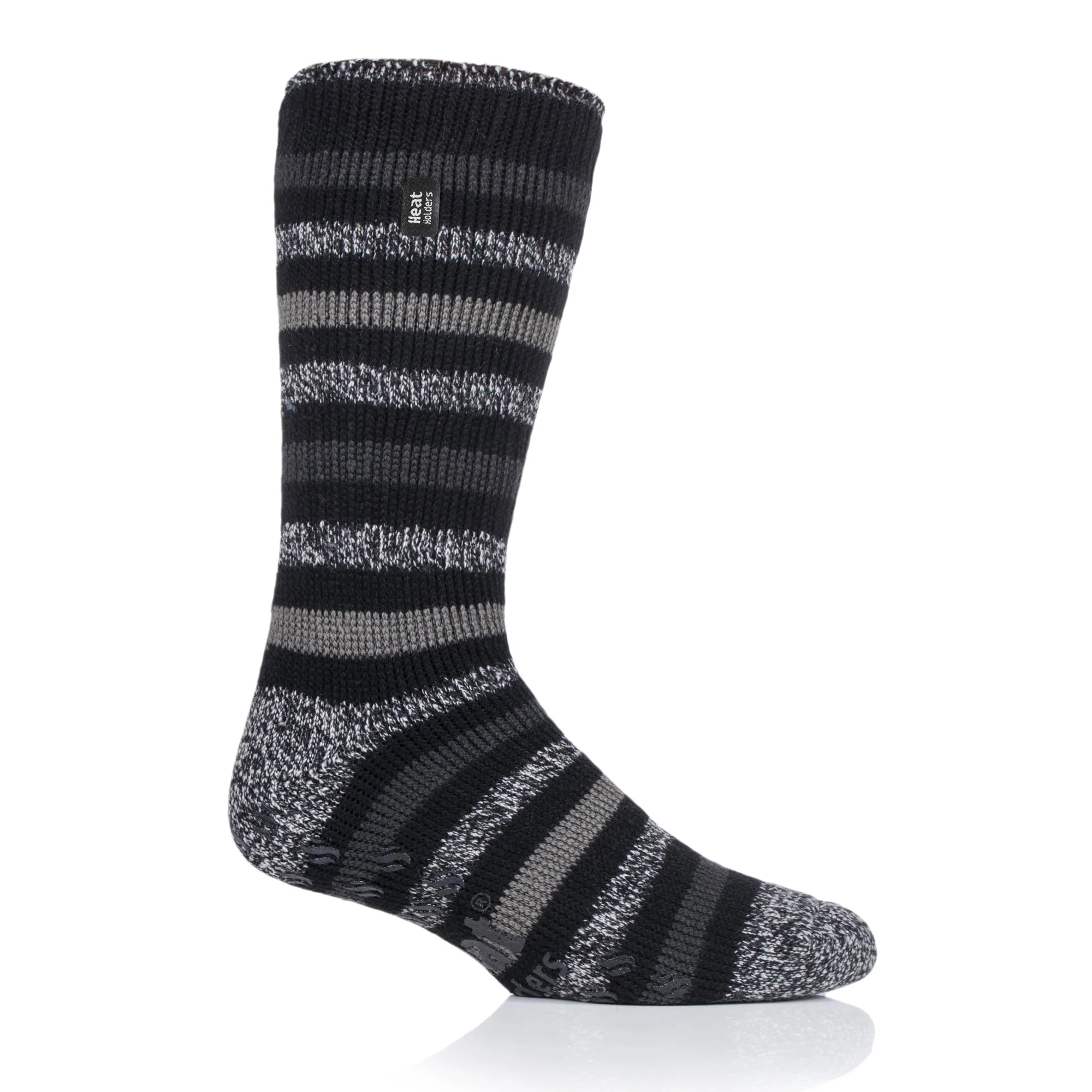Mens Original Siskin Slipper Socks - Black Stripe - Image 2