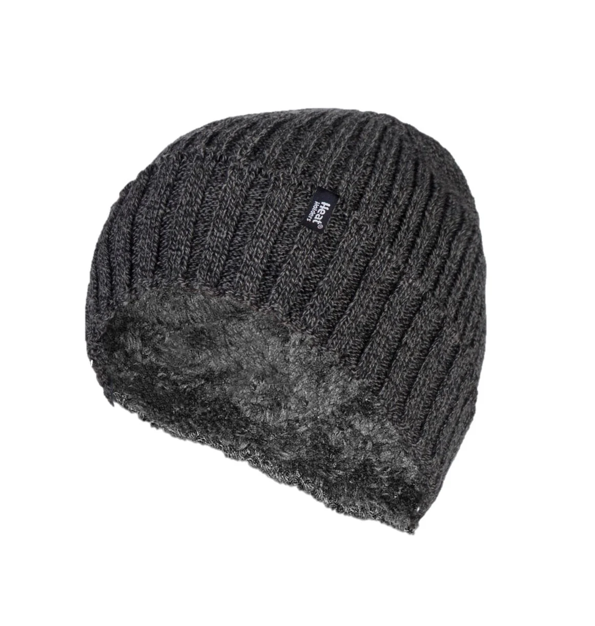 Mens Lawson Turn Over Cuff Ribbed Hat - Charcoal - Image 3