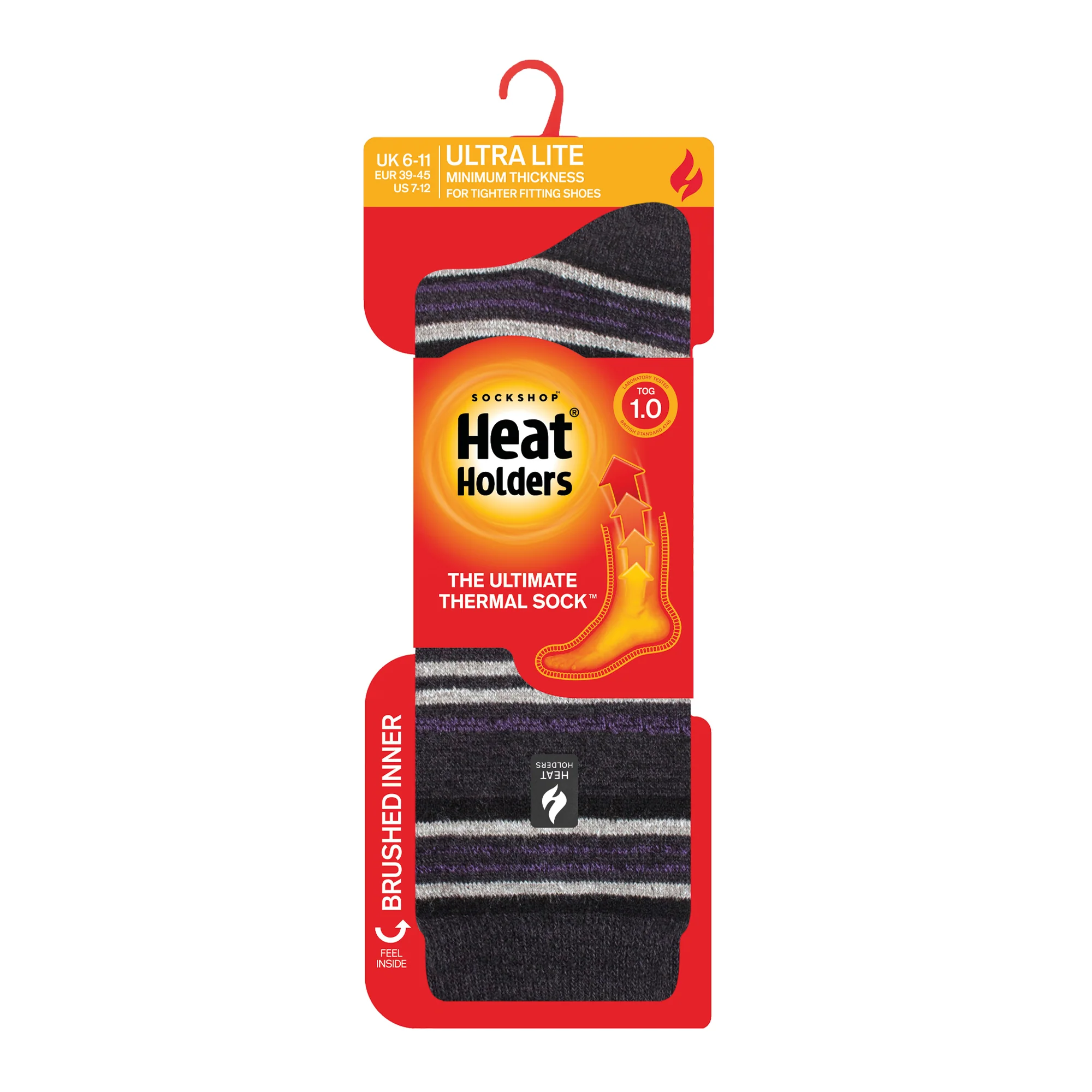 Mens Ultra Lite Santiago Stripe Socks - Charcoal - Image 2