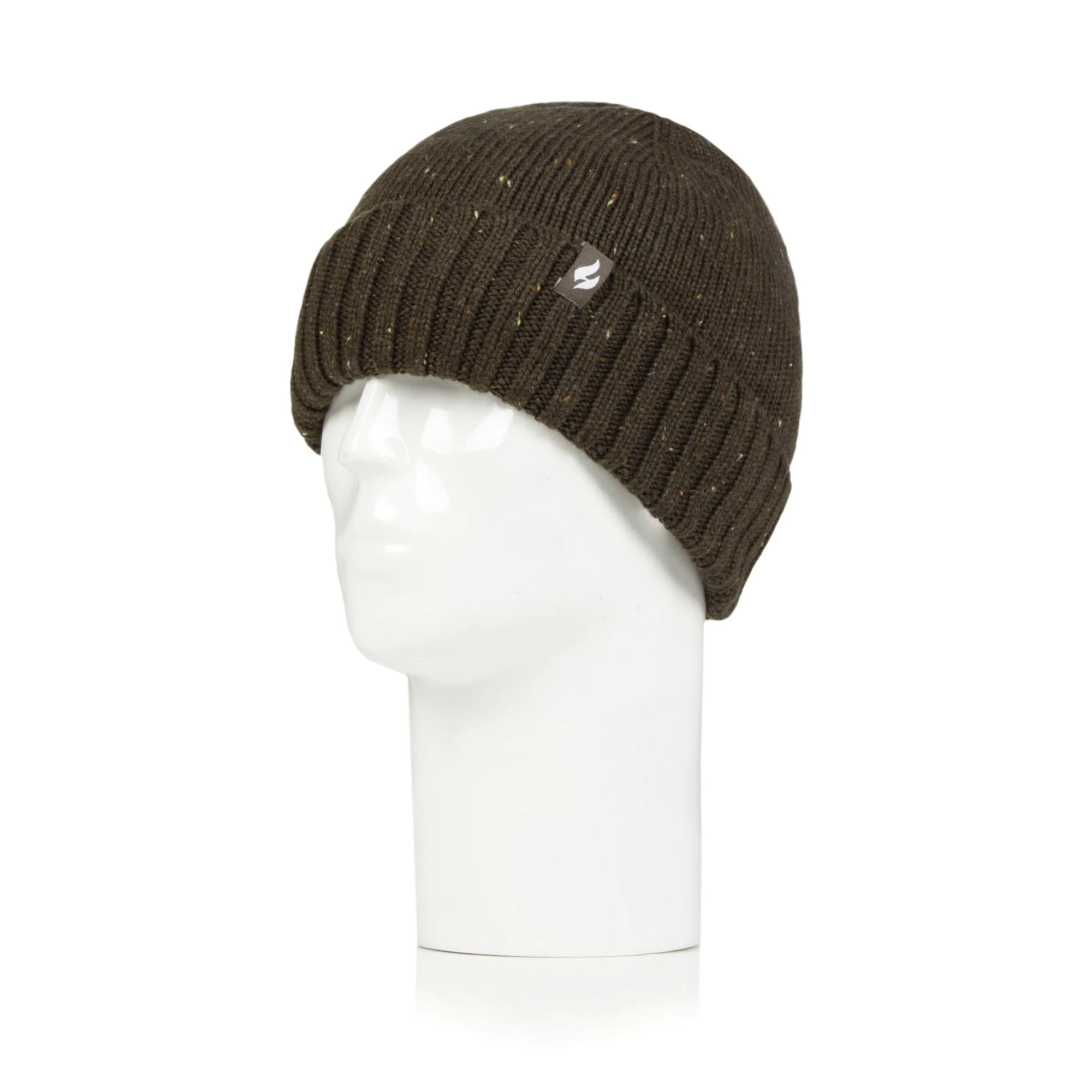 Mens Andes Turn Over Cuff Ribbed Nepp Hat - Khaki - Image 2