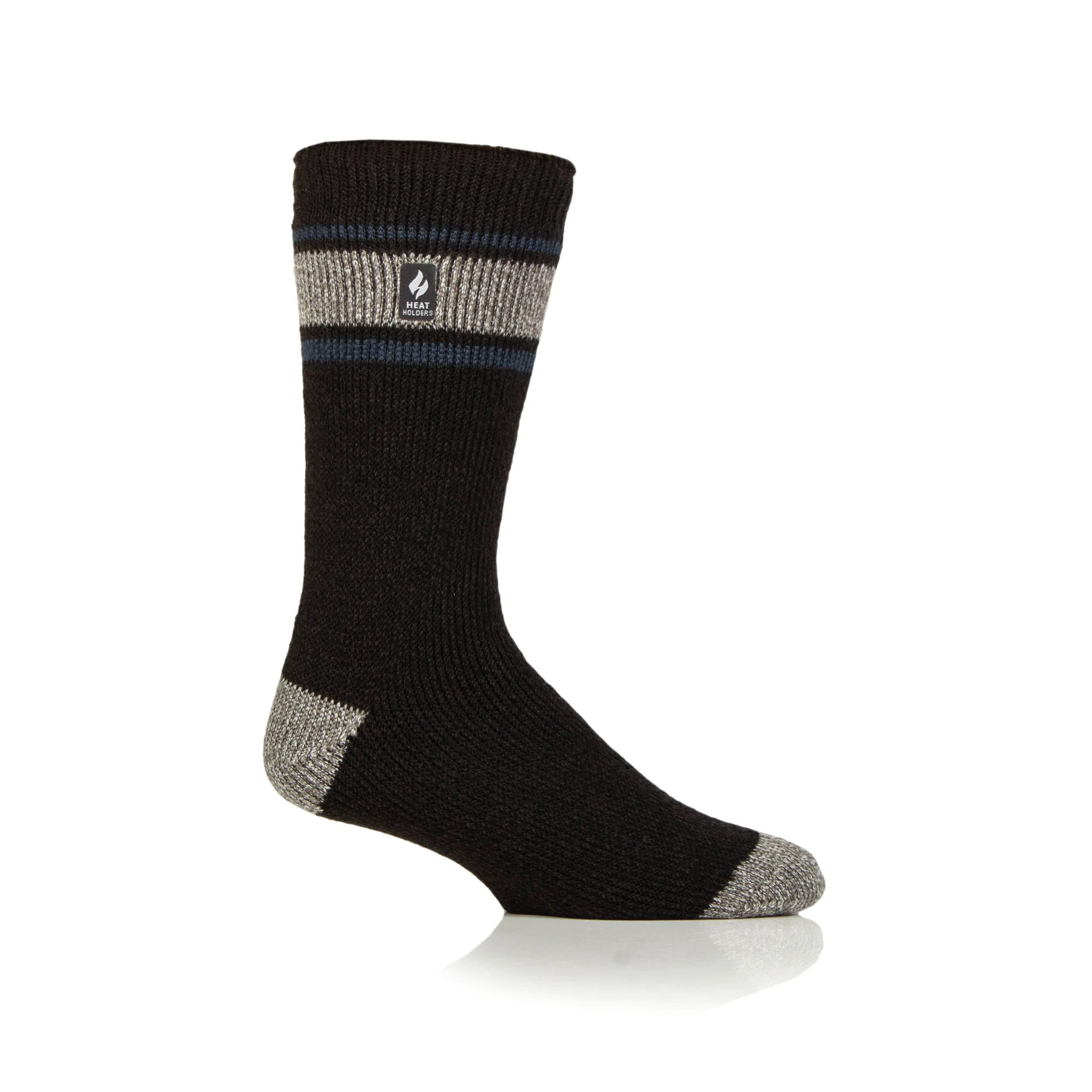 Mens Original Fraser Cuff Stripe Socks - Charcoal/Grey - Image 2