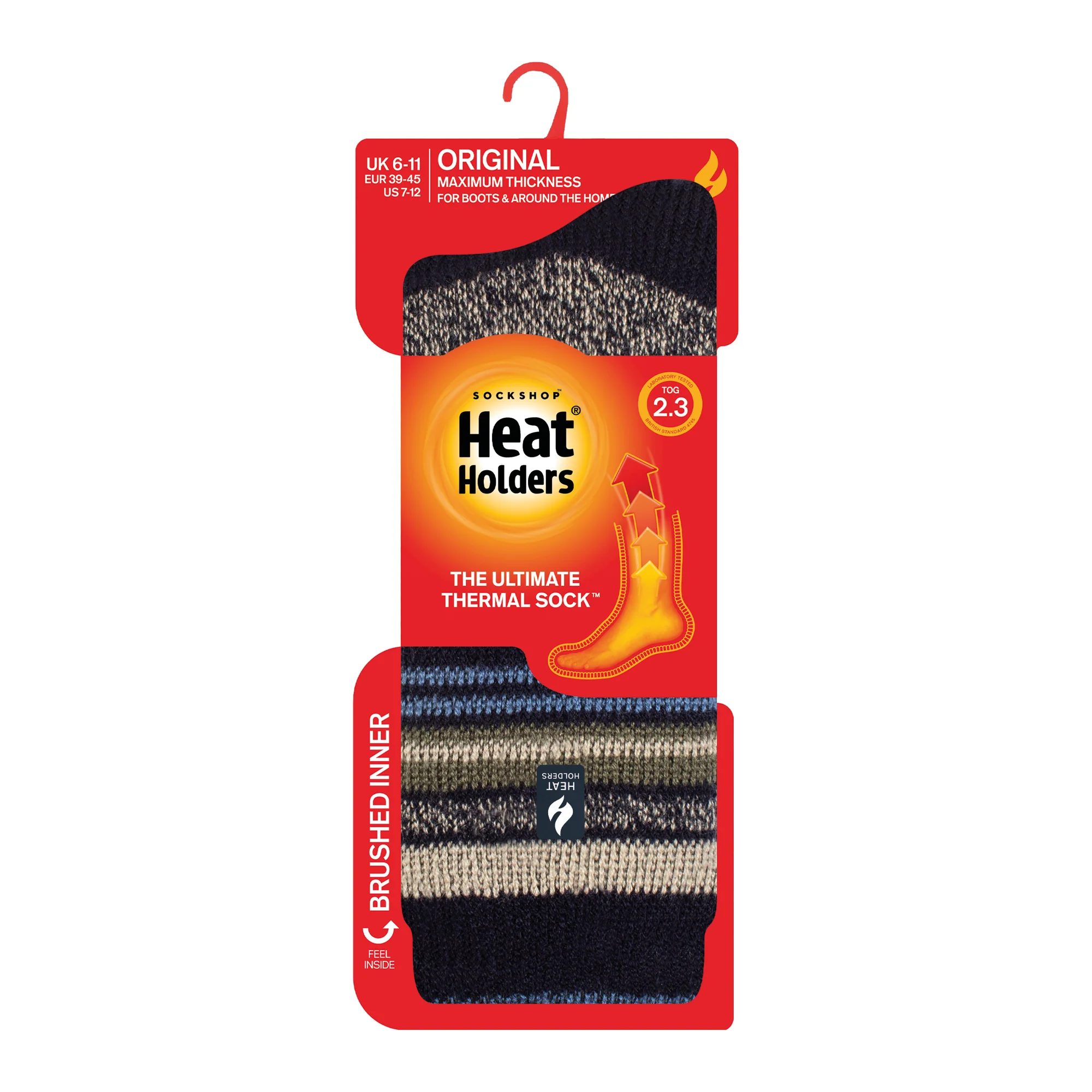 Mens Original Galway Multi Stripe Socks - Navy & Olive - Image 3