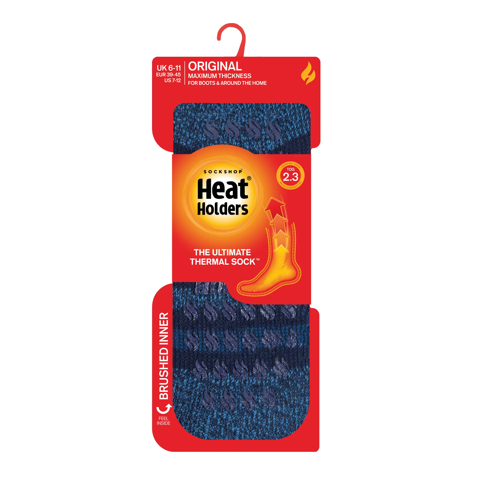 Mens Original Siskin Slipper Socks - Navy Stripe - Image 3