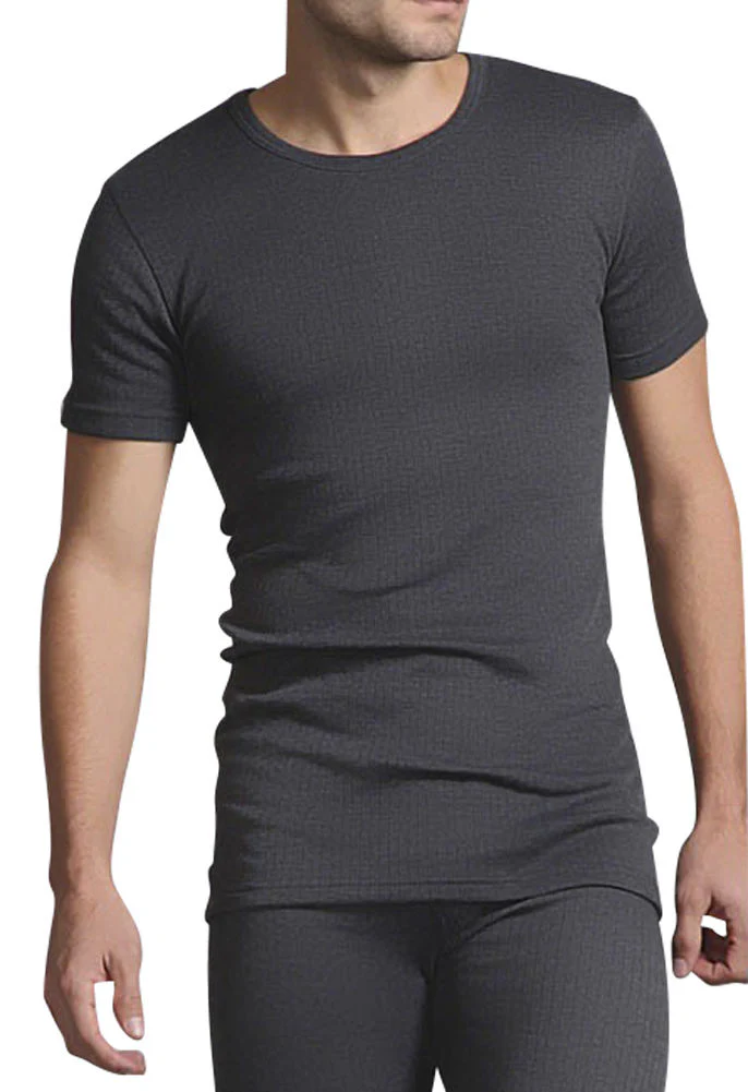 Mens Thermal Short Sleeve Vest - Charcoal - Image 3