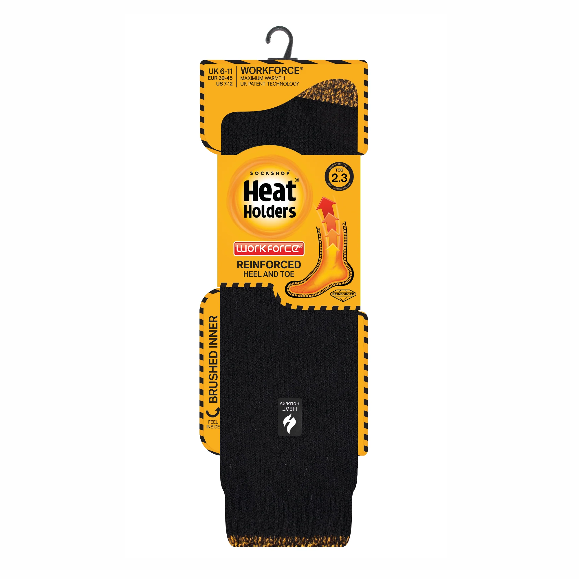 Mens Original Workforce Long Thermal Work Socks - Black - Image 4