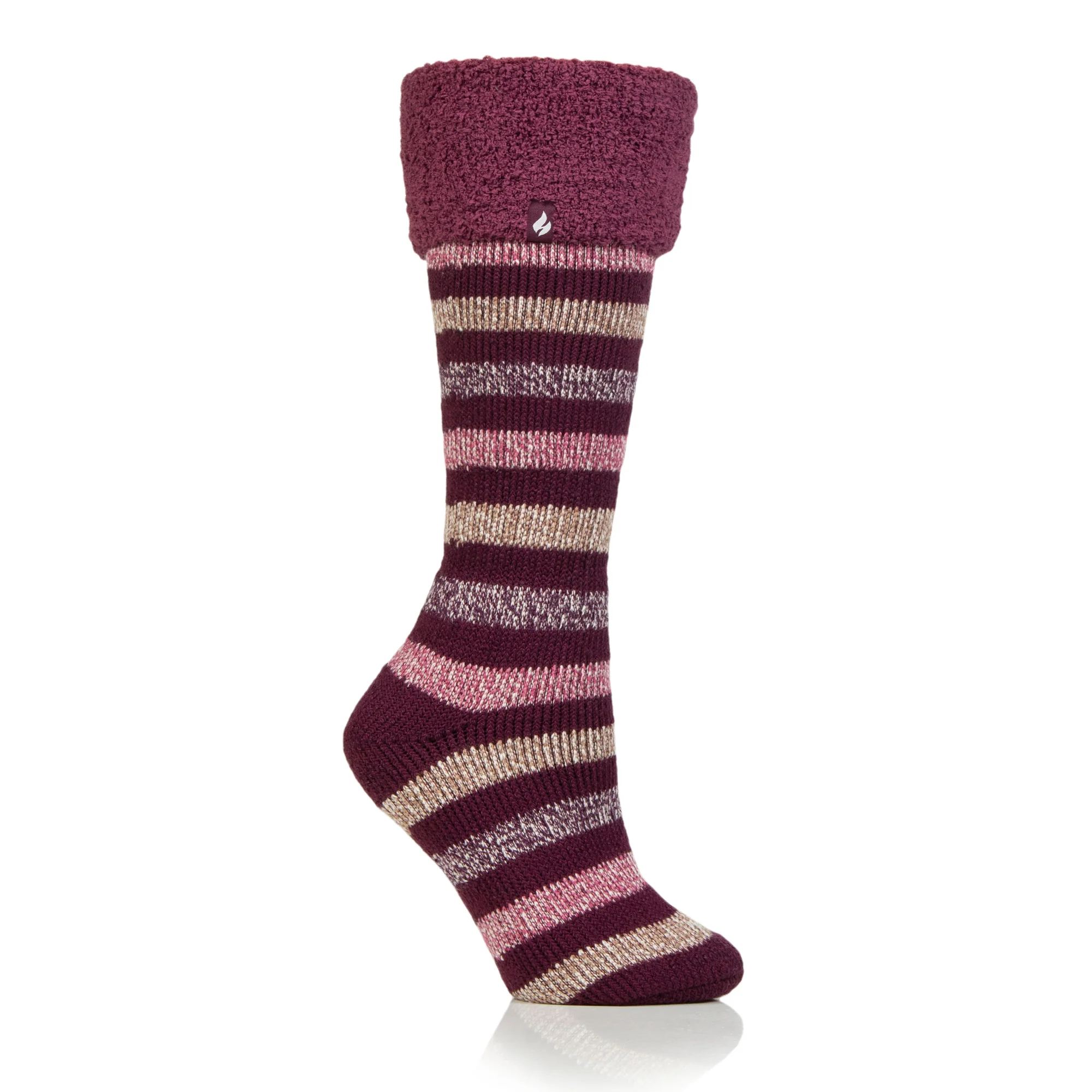 Ladies Original Hellebore Wellington Boot Socks - Cabernet Stripe - Image 2